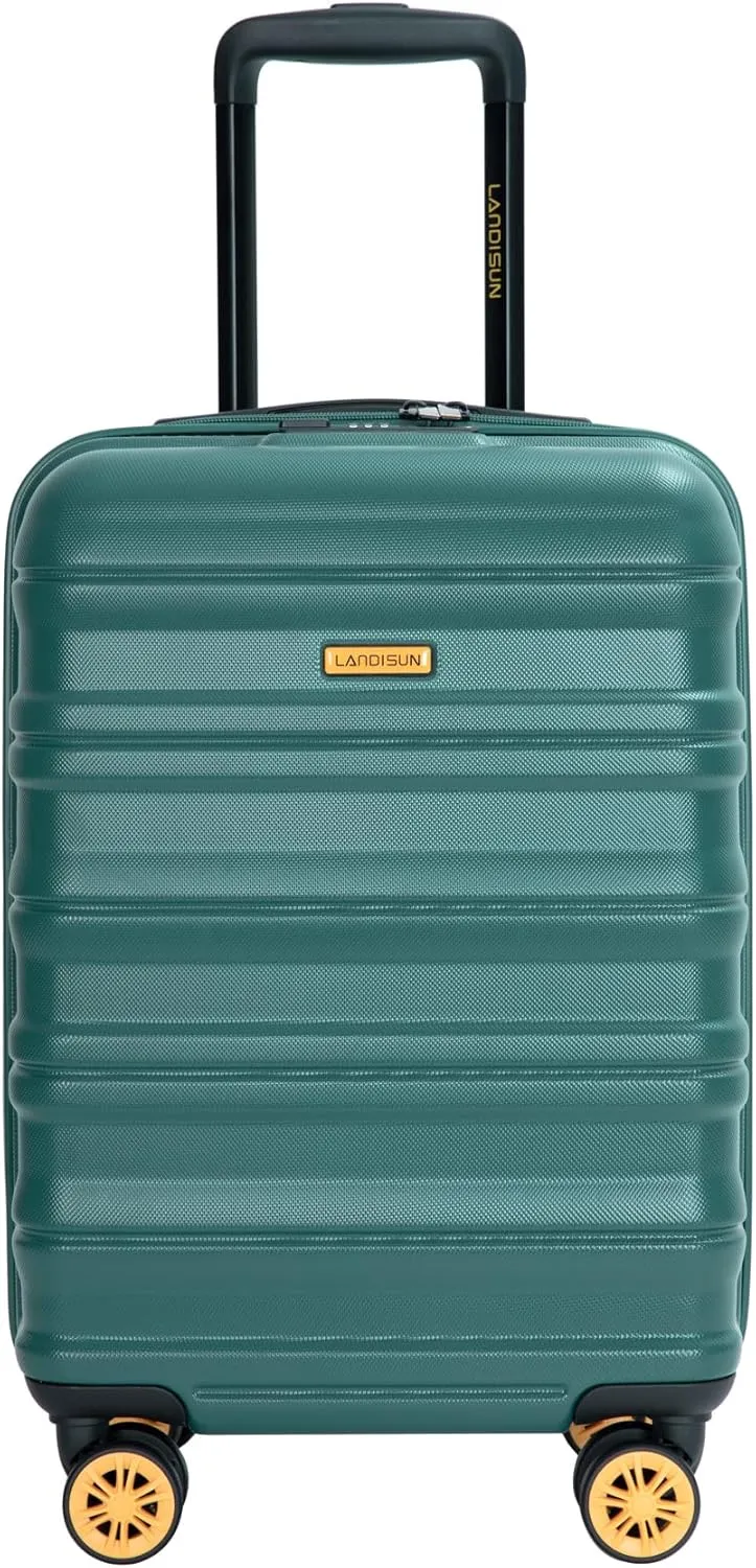 18.5" Hard Shell Carry On Luggage With A Lock - Airline Approved Spinner Suitcase - Dark Green