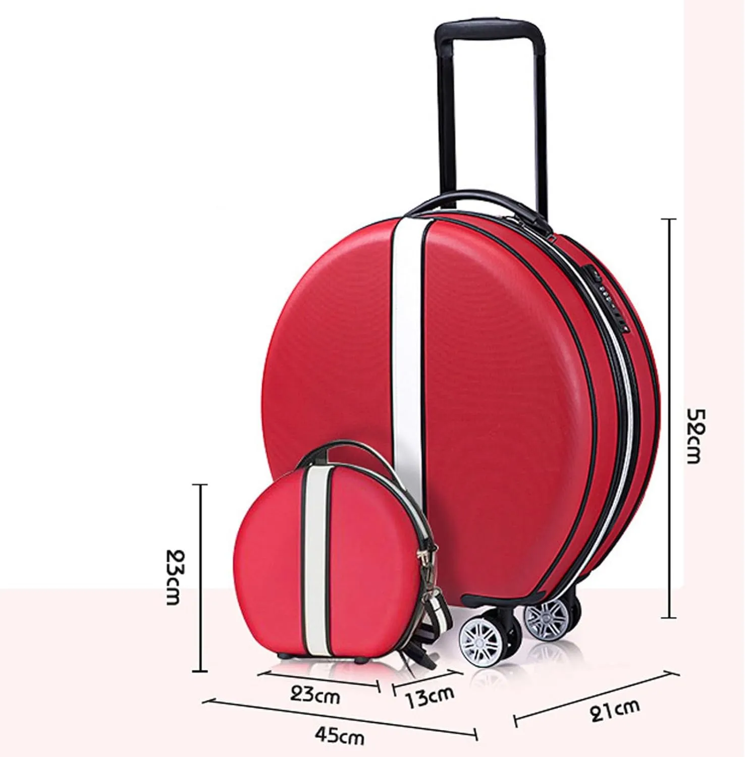 18in Carry On Luggages Round Suitcase Lightweight Hard Shell Small Travel Trolley Case with 4 Wheels Checked Carry On Luggage Travel Bag 01,B