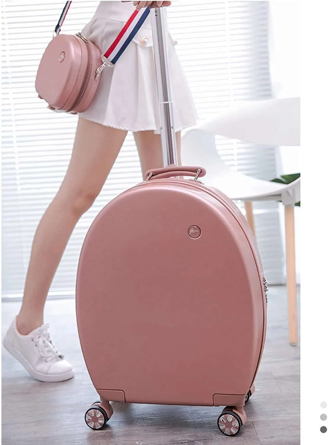18in Carry On Luggages Round Suitcase Lightweight Hard Shell Small Travel Trolley Case with 4 Wheels Checked Carry On Luggage Travel Bag 03,B