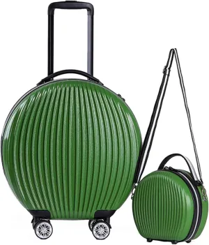 18in Carry On Luggages Round Suitcase Lightweight Hard Shell Small Travel Trolley Case with 4 Wheels Checked Carry On Luggage Travel Bag 04,B