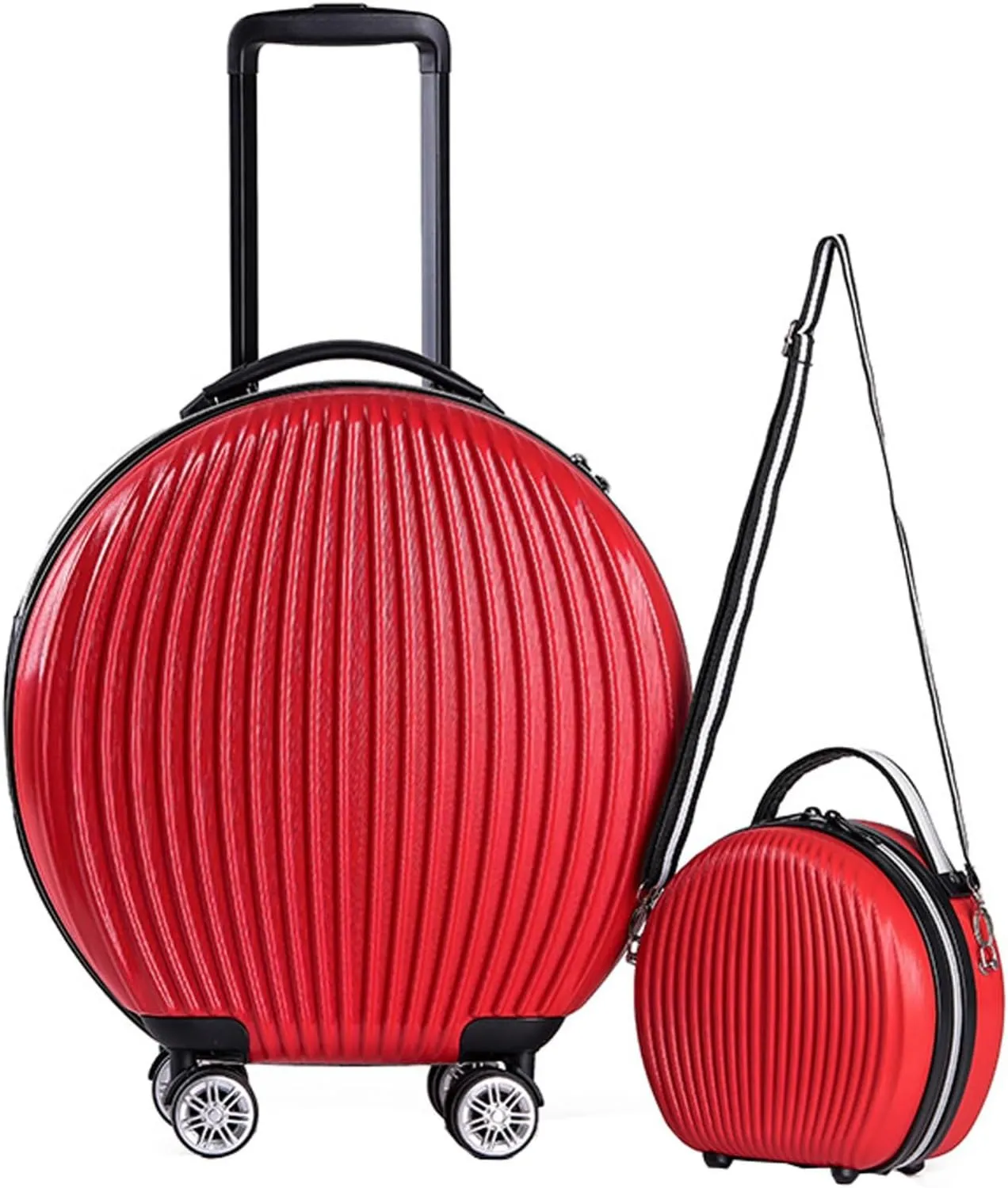 18in Carry On Luggages Round Suitcase Lightweight Hard Shell Small Travel Trolley Case with 4 Wheels Checked Carry On Luggage Travel Bag 05,B