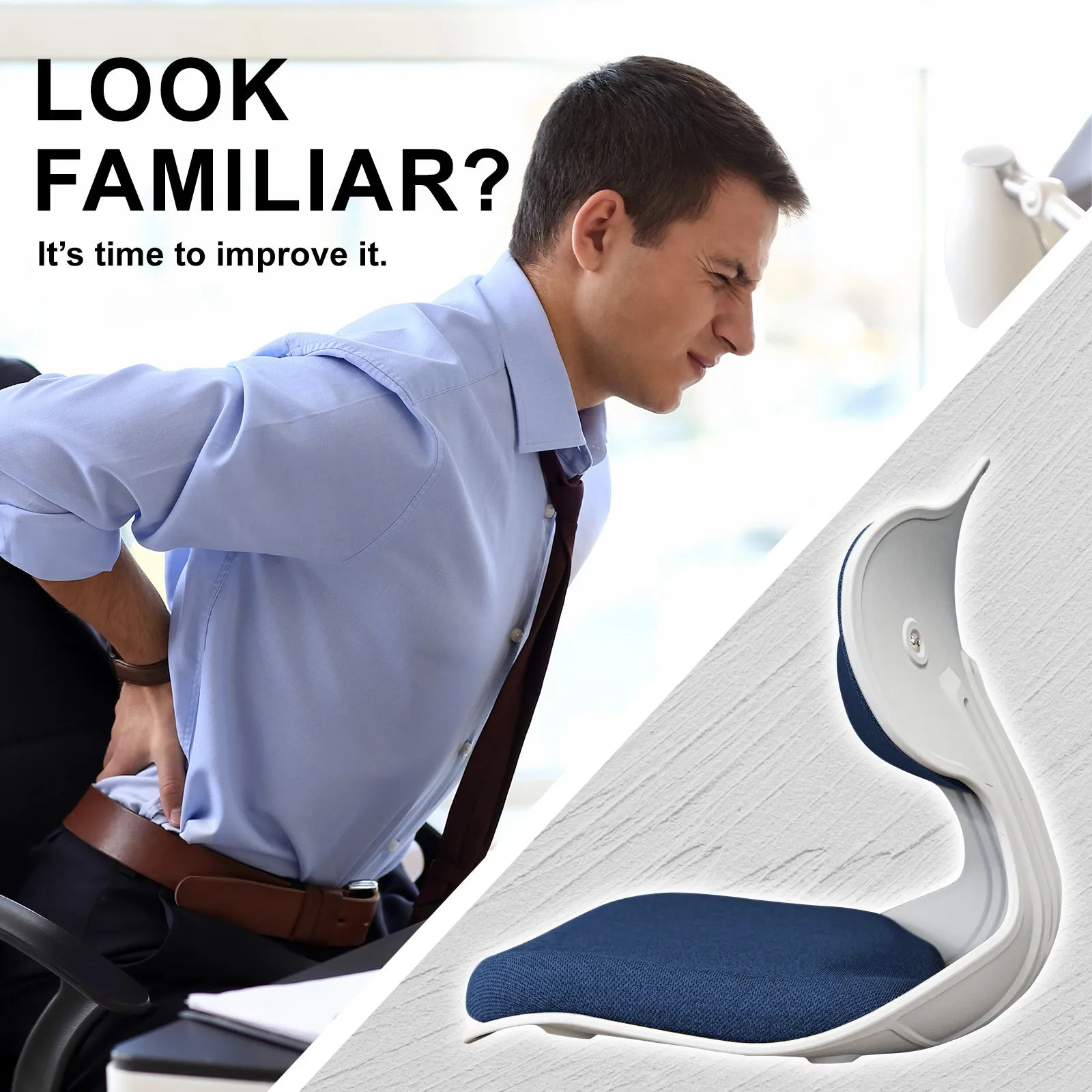 2 Set Blue Slender Chair Posture Correction Seat Floor Lounge Stackable by Samgong
