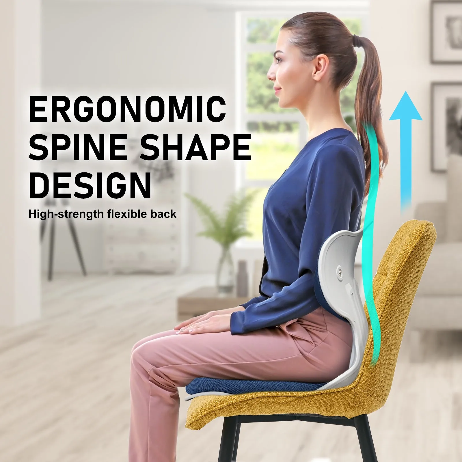 2 Set Blue Slender Chair Posture Correction Seat Floor Lounge Stackable by Samgong