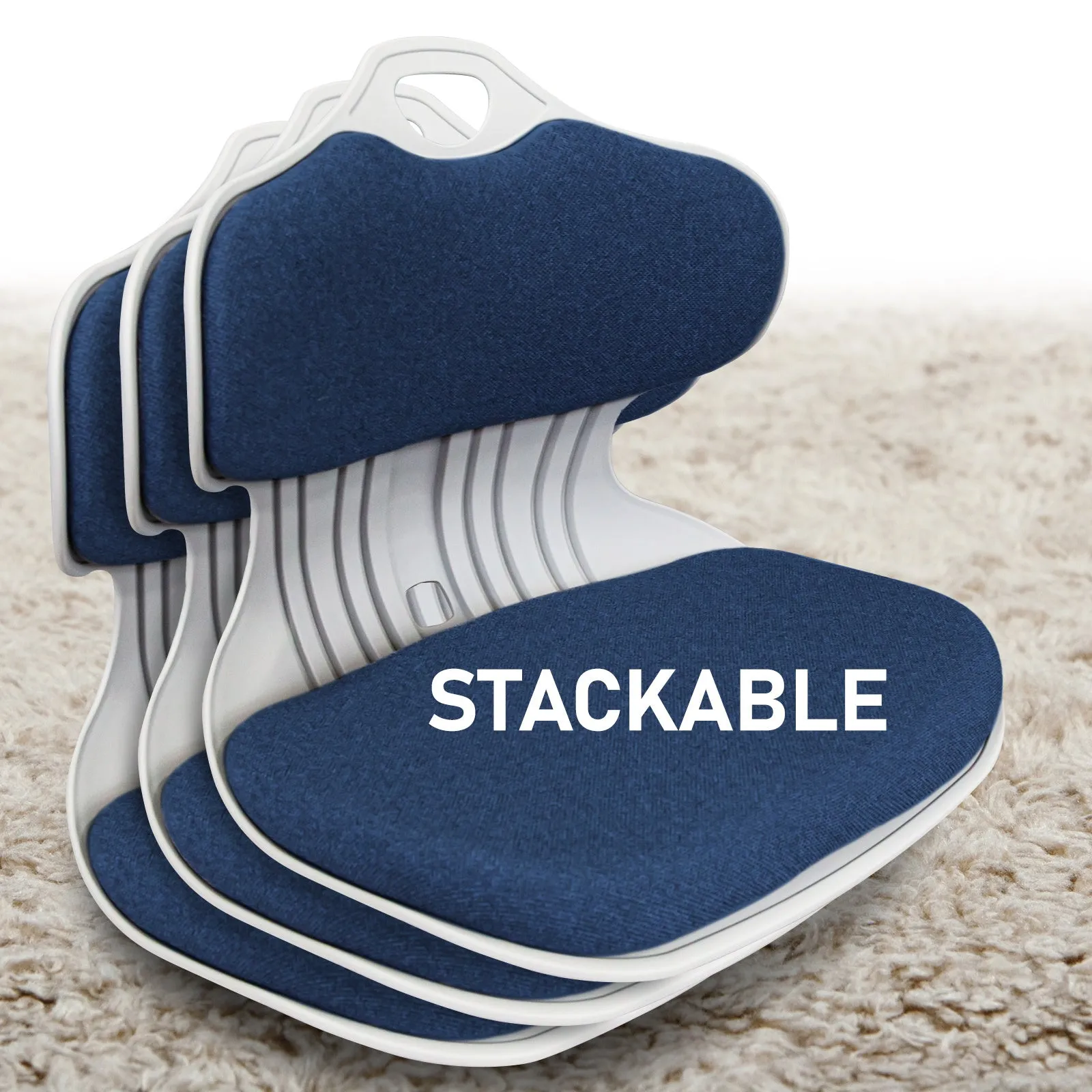 2 Set Blue Slender Chair Posture Correction Seat Floor Lounge Stackable by Samgong
