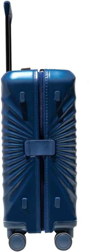 20" Carry On Luggage - Lightweight Hardshell Suitcase with Lock, USB Charging Port & Wheel Lock - Spinner Wheels & Leather Handle (Blue   ABS PC)