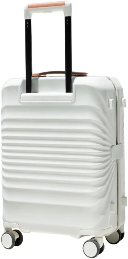 20" Carry On Luggage - Lightweight Hardshell Suitcase with Lock, USB Charging Port & Wheel Lock - Spinner Wheels & Leather Handle (Creamy White   ABS PC)