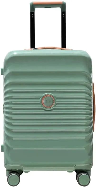 20" Carry On Luggage - Lightweight Hardshell Suitcase with Lock, USB Charging Port & Wheel Lock - Spinner Wheels & Leather Handle (Green   ABS PC)