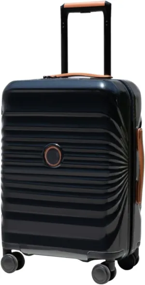 24" Carry On Luggage - Lightweight Hardshell Suitcase with Lock, USB Charging Port & Wheel Lock - Spinner Wheels & Leather Handle (Black   ABS PC)