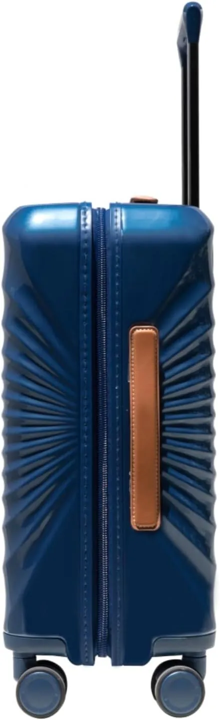 24" Carry On Luggage - Lightweight Hardshell Suitcase with Lock, USB Charging Port & Wheel Lock - Spinner Wheels & Leather Handle (Blue   ABS PC)