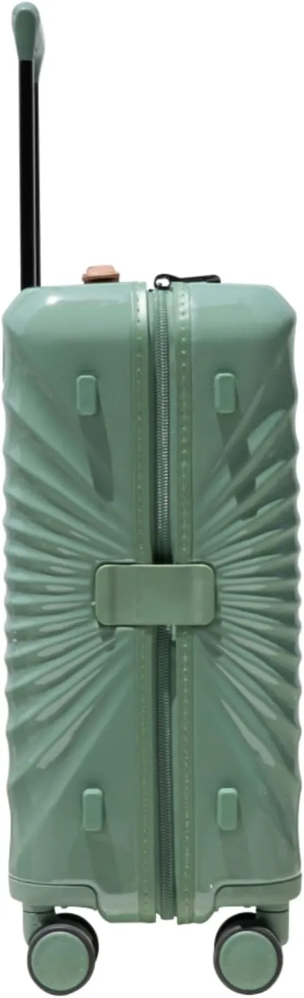 24" Carry On Luggage - Lightweight Hardshell Suitcase with Lock, USB Charging Port & Wheel Lock - Spinner Wheels & Leather Handle (Green   ABS PC)