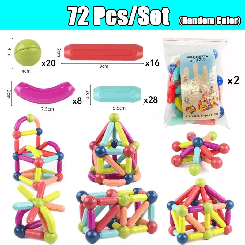 25-144Pcs Magnetic Stick Building Blocks game Set DIY Magnetic Toy Bricks