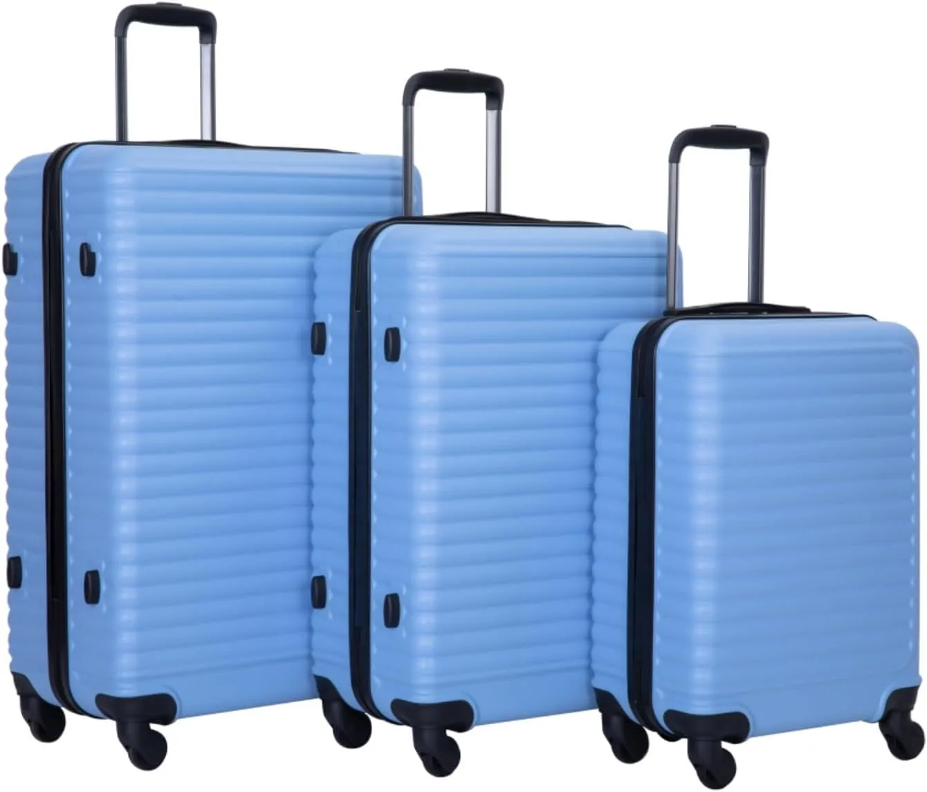 3-Piece ABS Luggage Set (20"/24"/28") - Lightweight Hardshell Suitcases with Lock, 360 Spinner Wheels & 2 Utility Hooks - Carry-On & Checked Luggage (Light Blue   ABS)