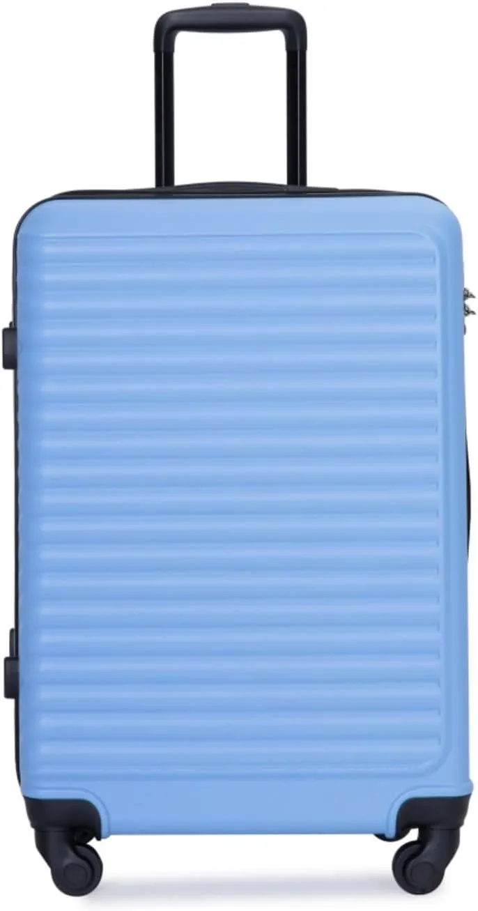 3-Piece ABS Luggage Set (20"/24"/28") - Lightweight Hardshell Suitcases with Lock, 360 Spinner Wheels & 2 Utility Hooks - Carry-On & Checked Luggage (Light Blue   ABS)