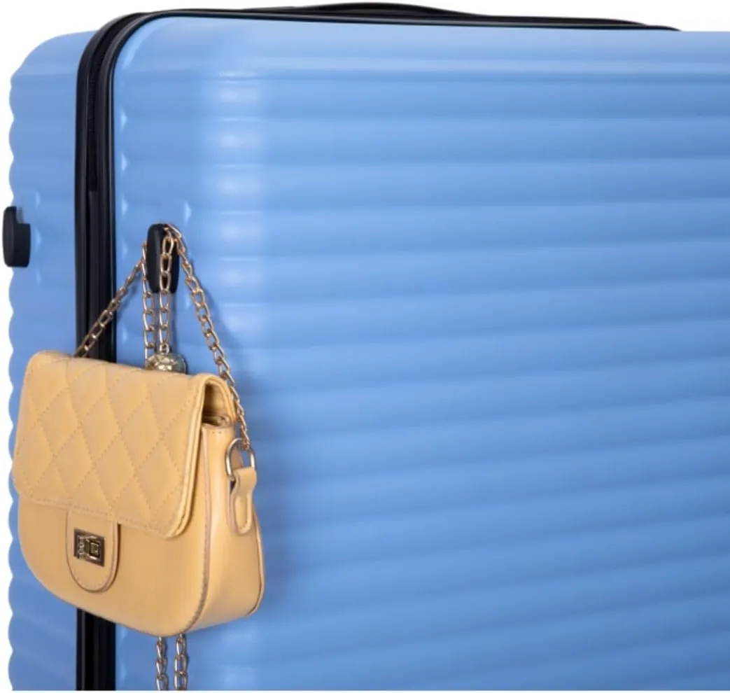 3-Piece ABS Luggage Set (20"/24"/28") - Lightweight Hardshell Suitcases with Lock, 360 Spinner Wheels & 2 Utility Hooks - Carry-On & Checked Luggage (Light Blue   ABS)