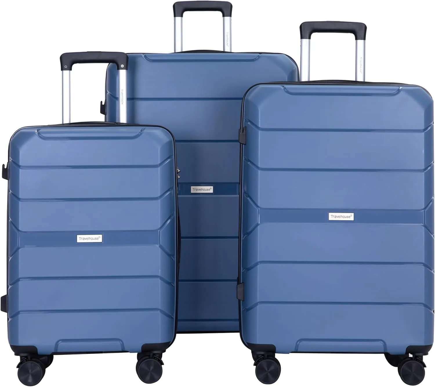 3-Piece Luggage Set Spinner Wheels Polypropylene Suitcase, Lightweight TSA Lock, Travel Carry-On, Expandable 20/24/28 Inch, Blue
