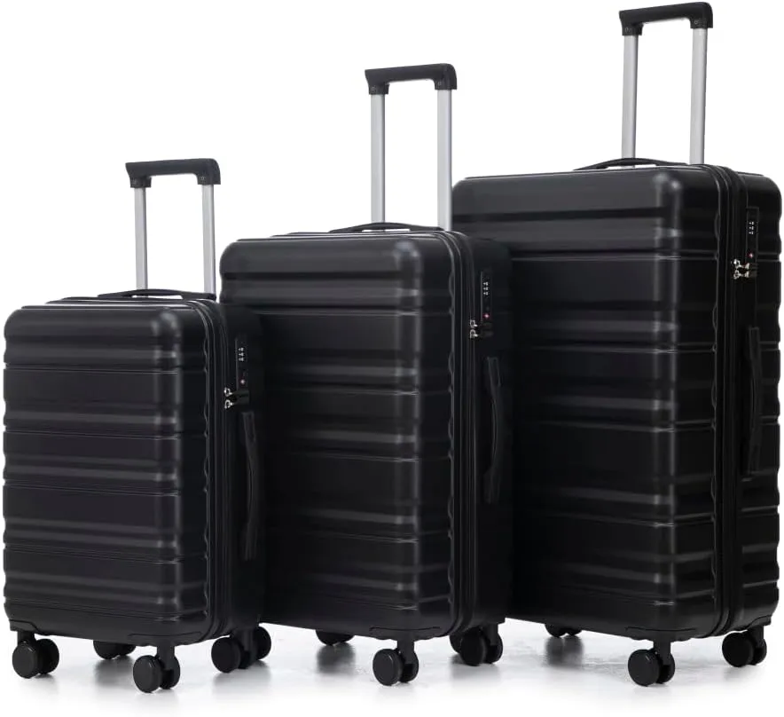 3-Size(20" 24" 28") Durable ABS Hardshell Waterproof Suitcase 360 Silent Spinner Wheels Retractable Handle Large Capacity Luggage for Travel