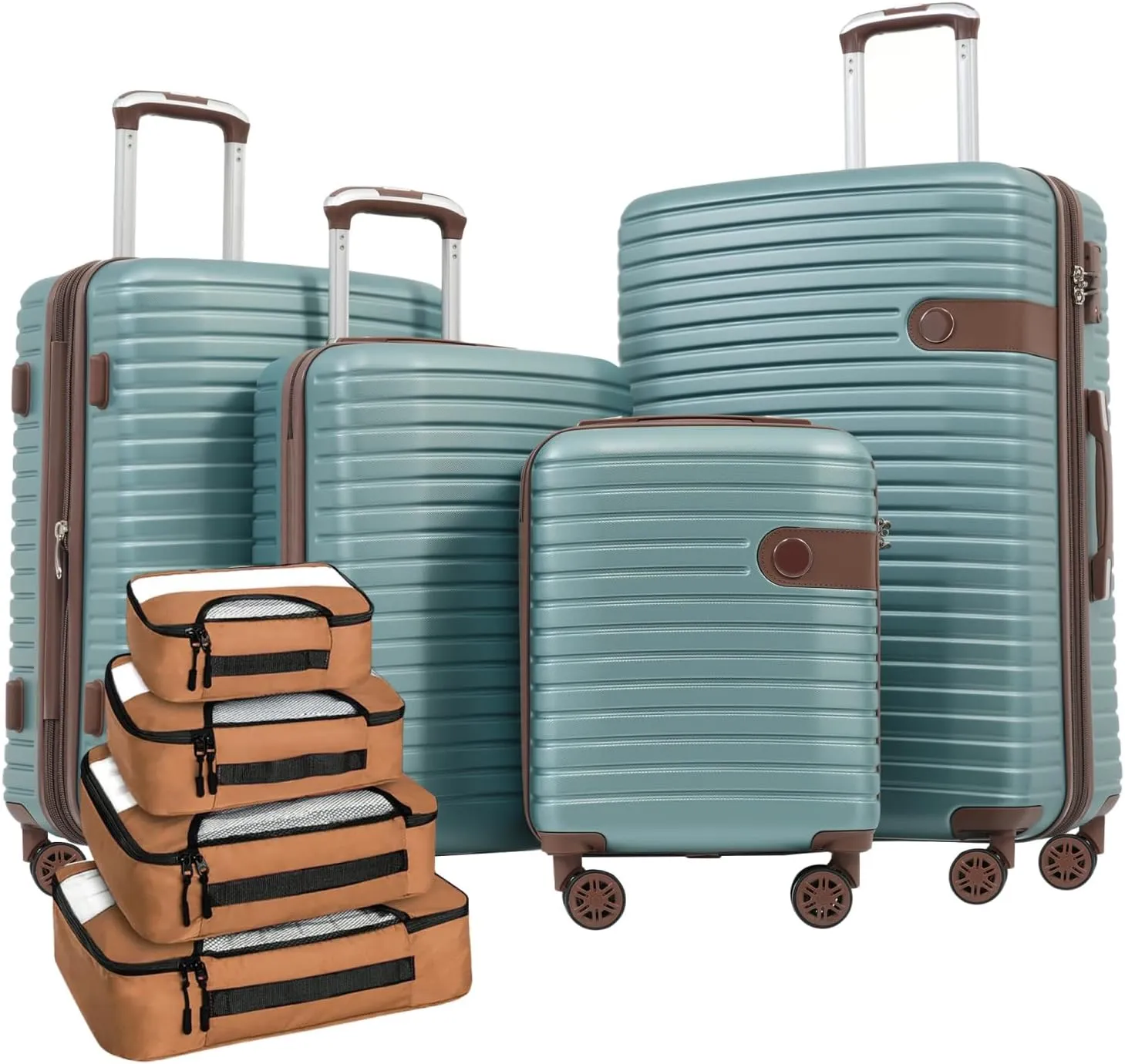 4 Piece Luggage Set Suitcase Set, ABS Hard Shell Lightweight Expandable Travel Luggage with 4 Packing Cubes, TSA Lock, Spinner Wheels for Men Women (16/20/24/28)