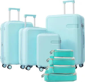 4 Piece Luggage Set with Compression Packing Cubes, Expandable Spinner Wheels, TSA Lock - 16", 20", 24", 28" Suitcases