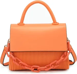 Anne Pleated Crossbody Bag for Women Vegan Leather Satchel Shoulder Purse Ladies Hobo Handbag