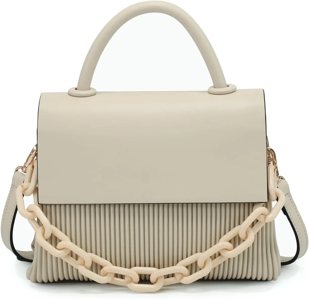Anne Pleated Crossbody Bag for Women Vegan Leather Satchel Shoulder Purse Ladies Hobo Handbag