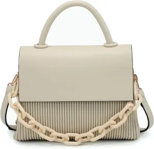 Anne Pleated Crossbody Bag for Women Vegan Leather Satchel Shoulder Purse Ladies Hobo Handbag