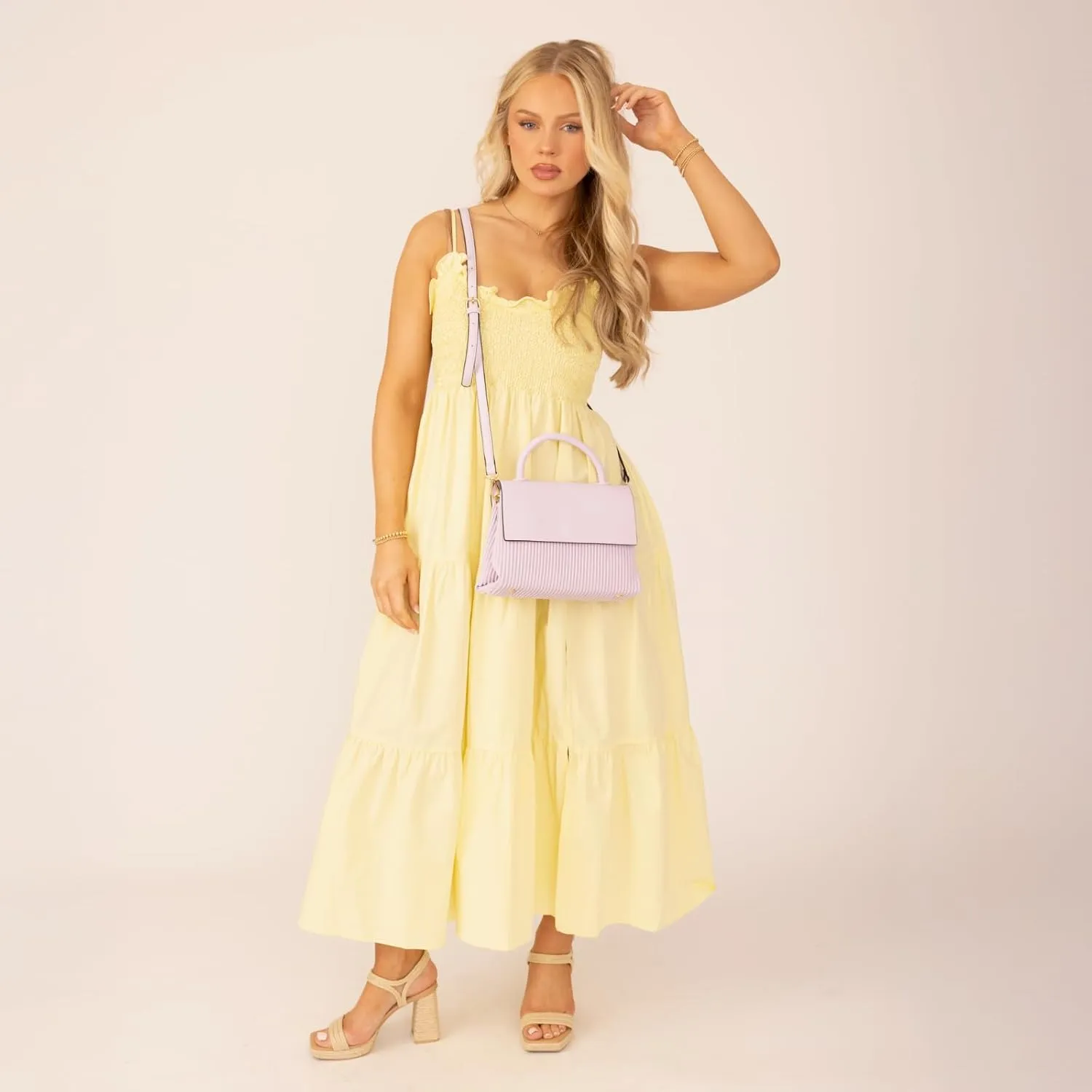 Anne Pleated Crossbody Bag for Women Vegan Leather Satchel Shoulder Purse Ladies Hobo Handbag