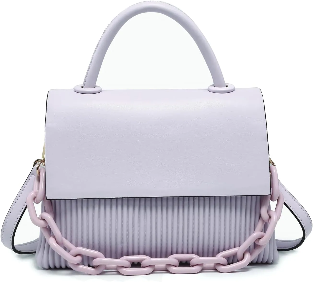 Anne Pleated Crossbody Bag for Women Vegan Leather Satchel Shoulder Purse Ladies Hobo Handbag