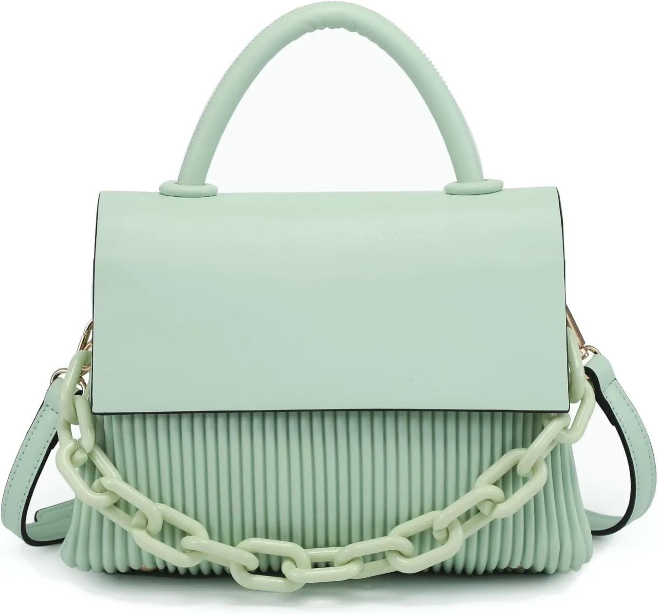 Anne Pleated Crossbody Bag for Women Vegan Leather Satchel Shoulder Purse Ladies Hobo Handbag