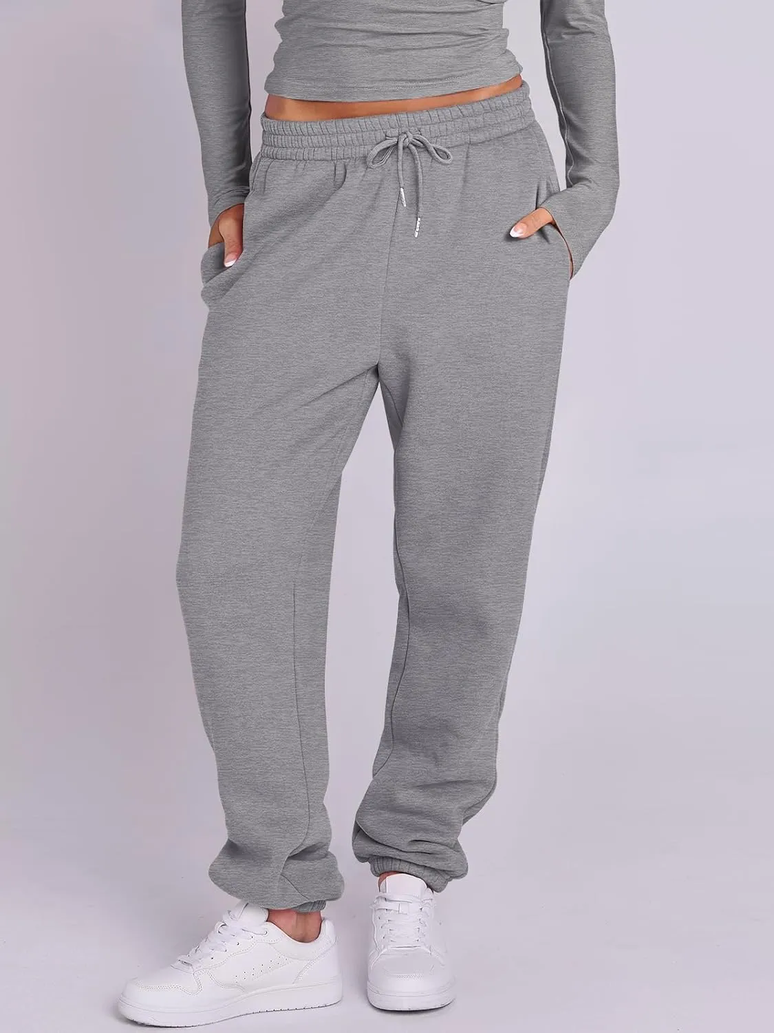 ANRABESS Womens 2 Piece Sweatsuits Long Sleeve Tight Shirt Tops Joggers Fleece Sweatpants Sets 2024 Fall Sweat Lounge Outfits