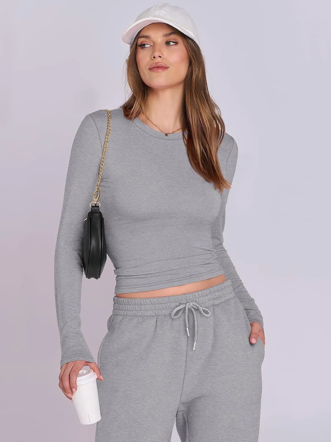 ANRABESS Womens 2 Piece Sweatsuits Long Sleeve Tight Shirt Tops Joggers Fleece Sweatpants Sets 2024 Fall Sweat Lounge Outfits