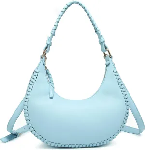 Aria Whipstitch Crescent Shoulder Bag for Women Vegan Leather Crossbody Purse Ladies Hobo Handbag