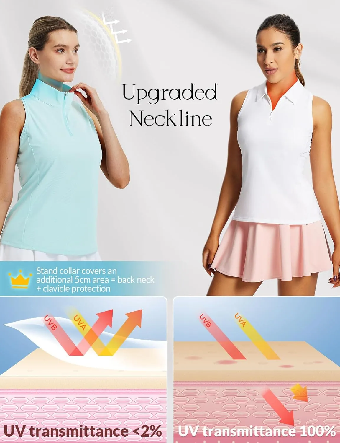 baleaf Women's Golf Shirts Tank Top with Quarter Zip Collar Polo Tennis Sleeveless Racerback Tanks Quick Dry UPF 50 
