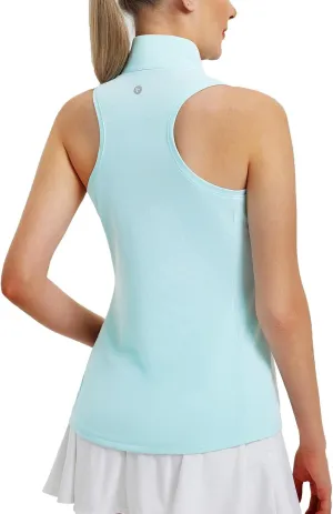 baleaf Women's Golf Shirts Tank Top with Quarter Zip Collar Polo Tennis Sleeveless Racerback Tanks Quick Dry UPF 50 