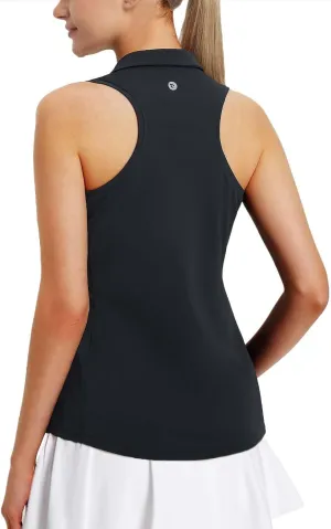 baleaf Women's Golf Shirts Tank Top with Quarter Zip Collar Polo Tennis Sleeveless Racerback Tanks Quick Dry UPF 50 