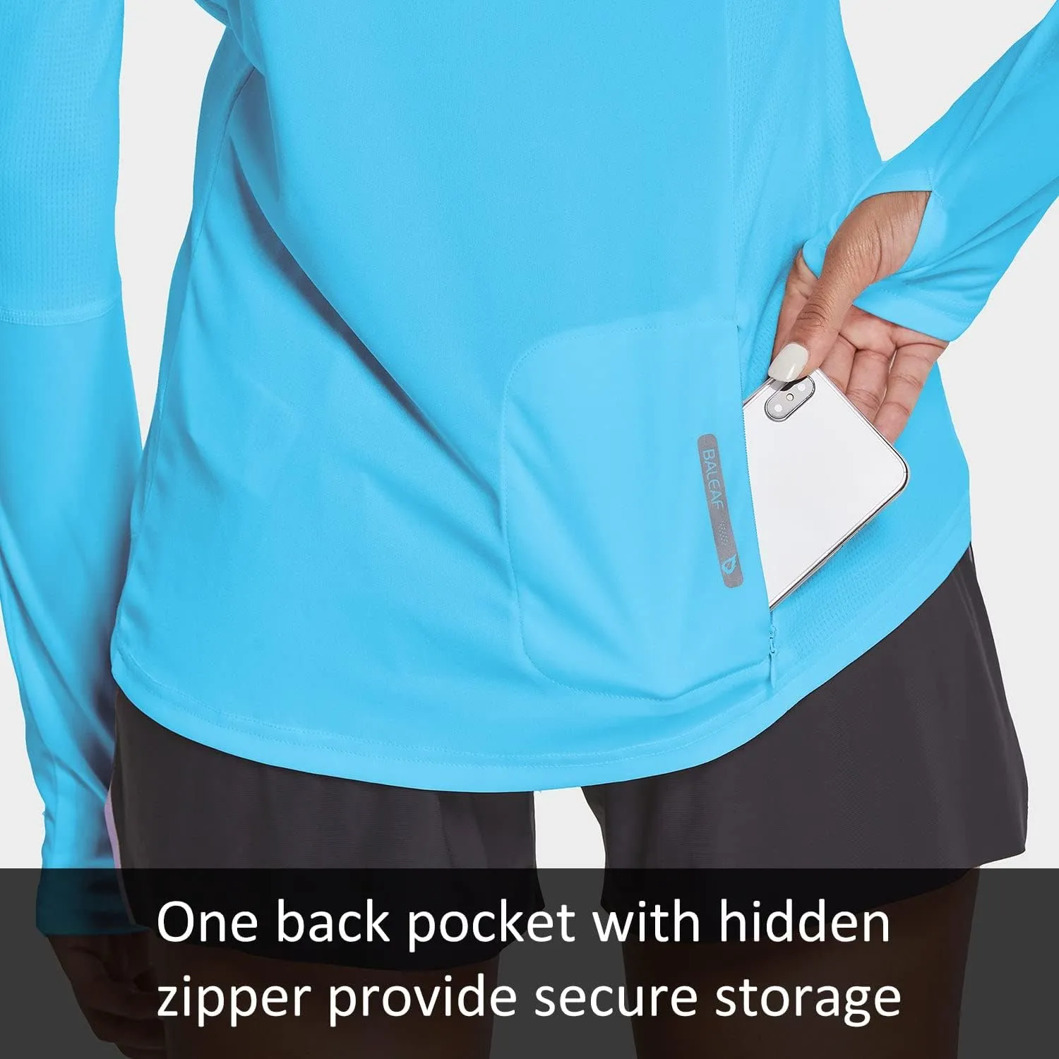 baleaf Women's Long Sleeve Rash Guard with Face Cover UPF 50  Swim Shirts Sun Hoddie Lightweight Quick Dry Hiking Tops