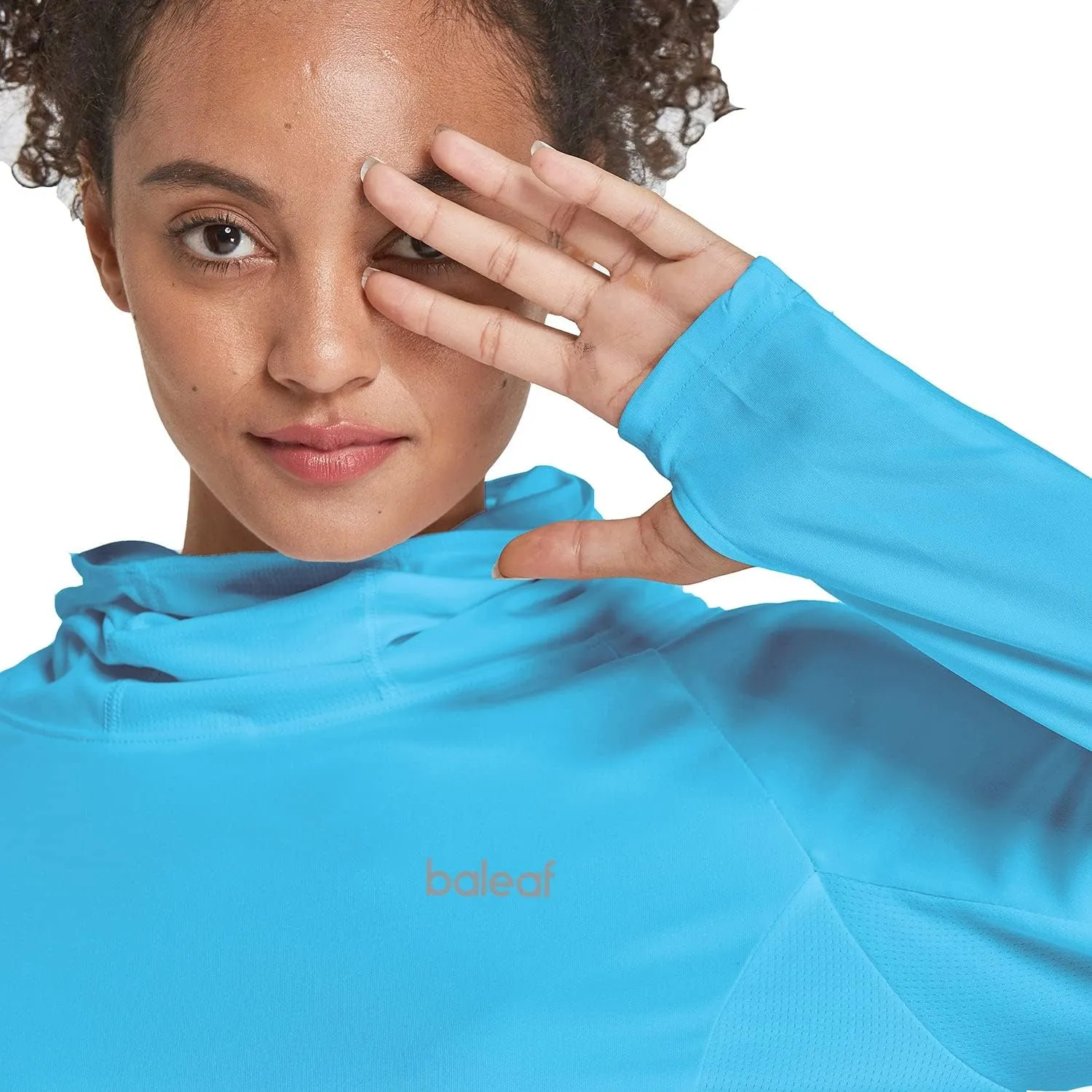 baleaf Women's Long Sleeve Rash Guard with Face Cover UPF 50  Swim Shirts Sun Hoddie Lightweight Quick Dry Hiking Tops