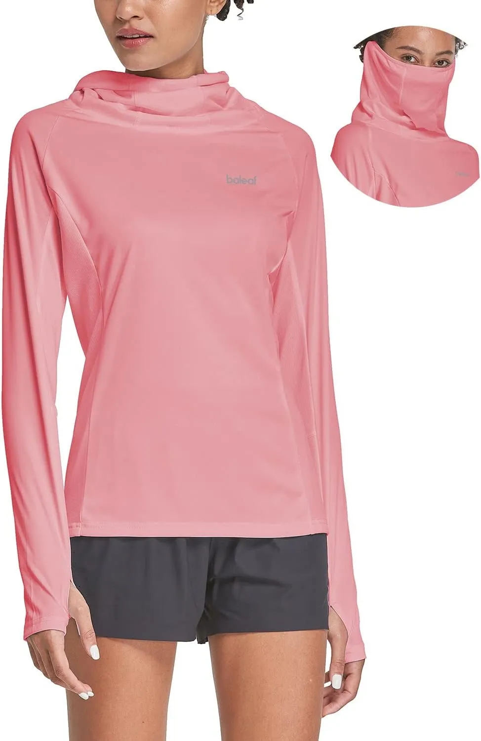 baleaf Women's Long Sleeve Rash Guard with Face Cover UPF 50  Swim Shirts Sun Hoddie Lightweight Quick Dry Hiking Tops