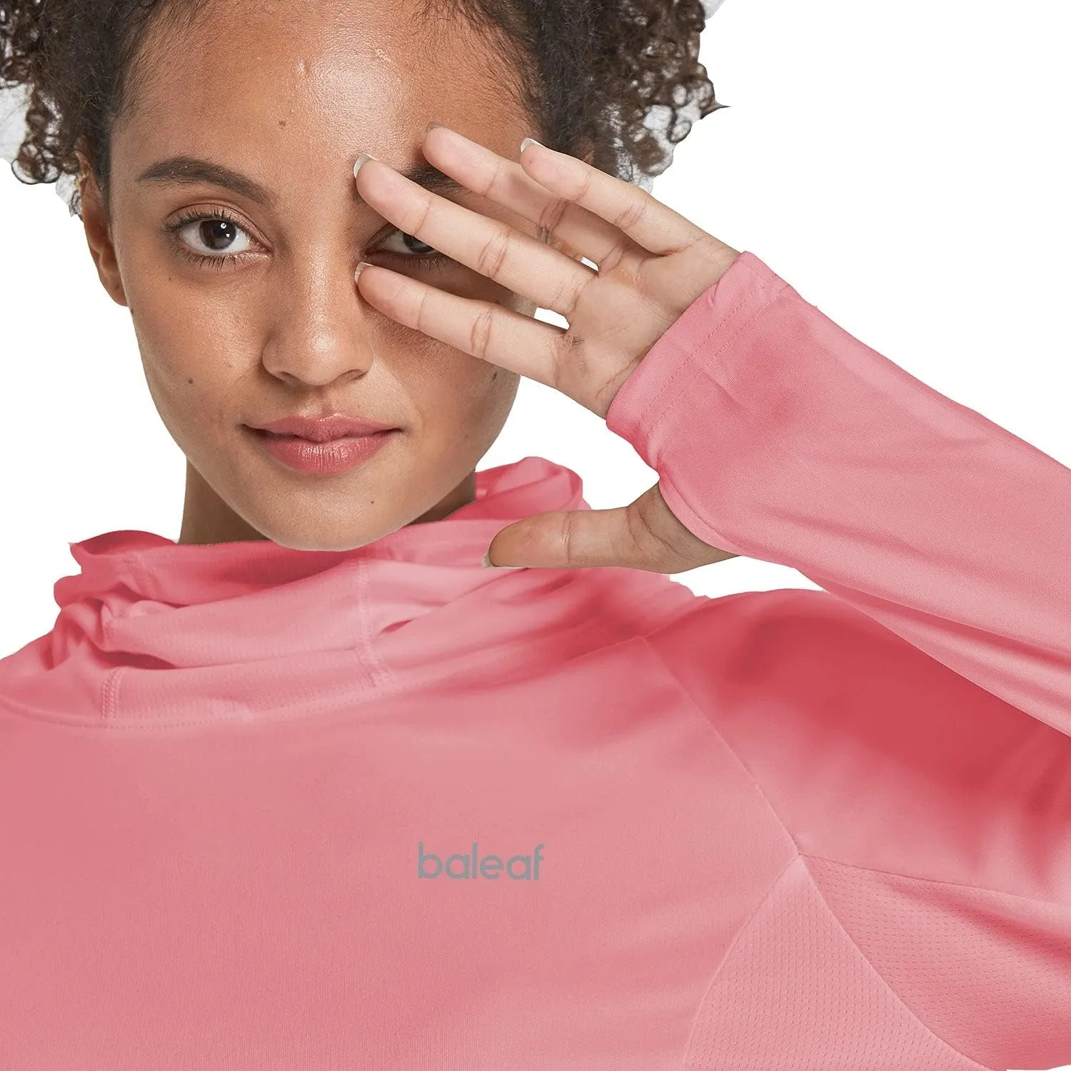 baleaf Women's Long Sleeve Rash Guard with Face Cover UPF 50  Swim Shirts Sun Hoddie Lightweight Quick Dry Hiking Tops