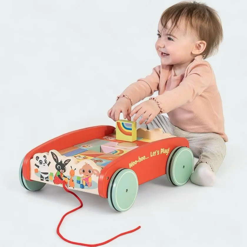 Bing Toddlers Wooded Pull Along Cart 28 Blocks