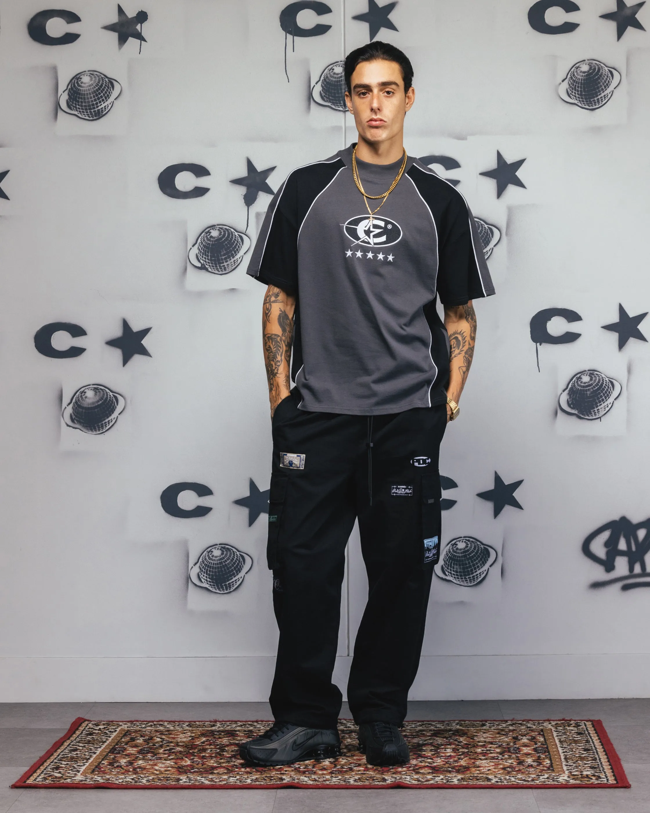 Carre Vortex Panelled T-Shirt Grey/Black