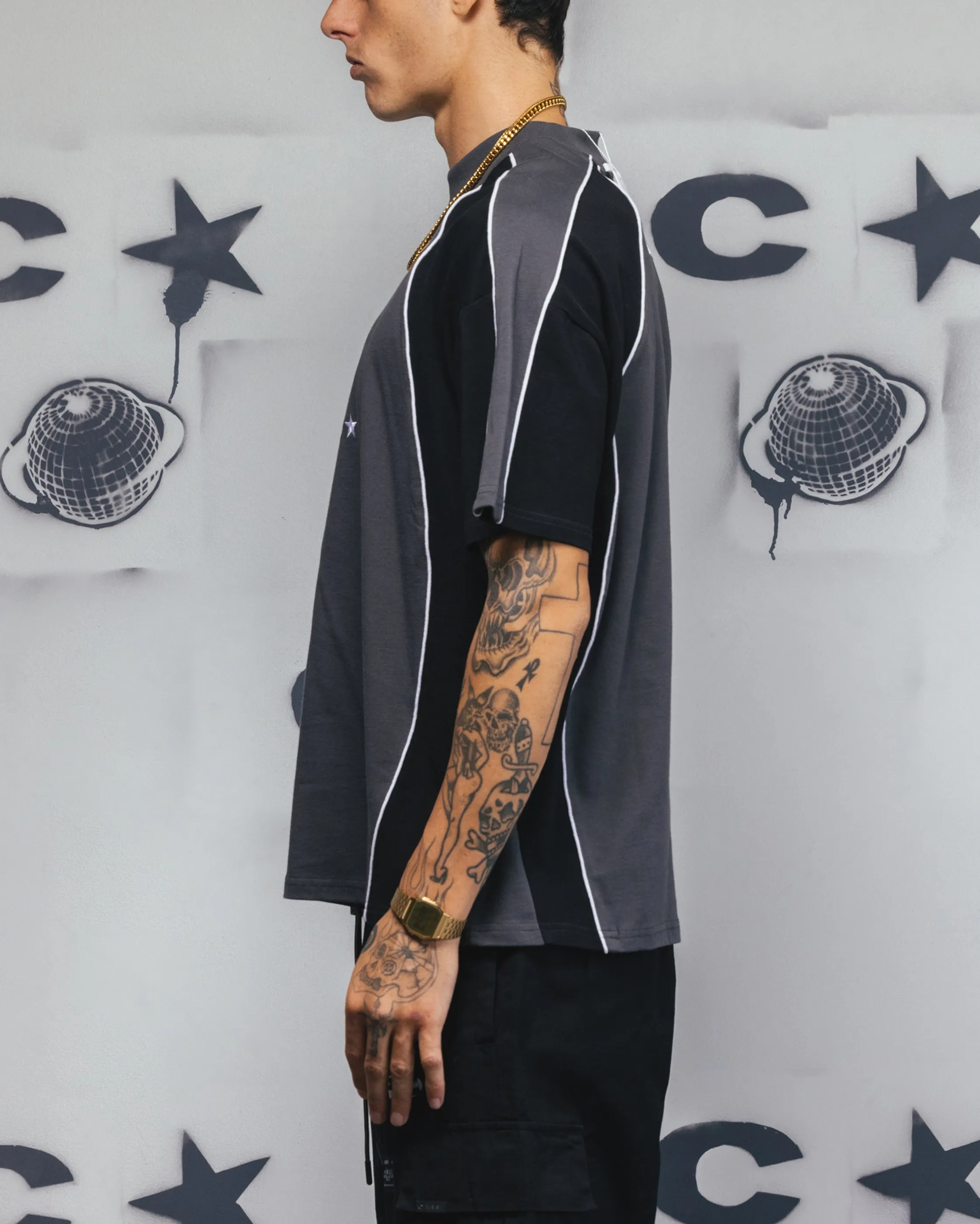 Carre Vortex Panelled T-Shirt Grey/Black