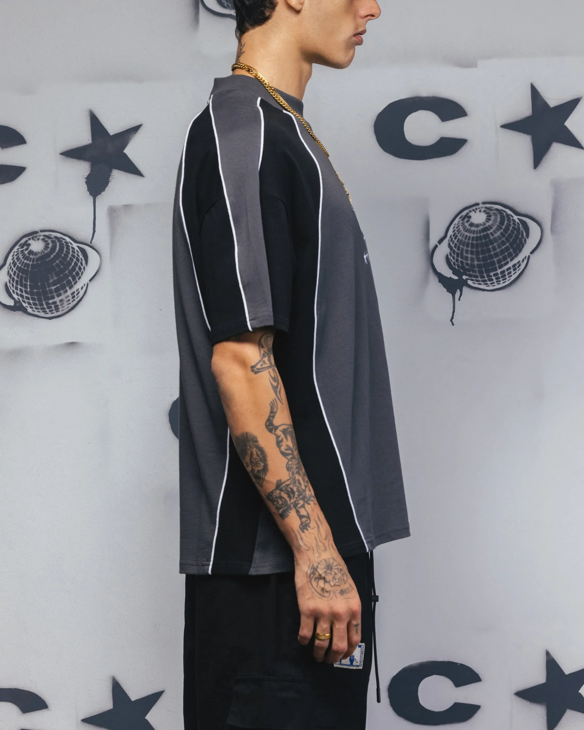 Carre Vortex Panelled T-Shirt Grey/Black
