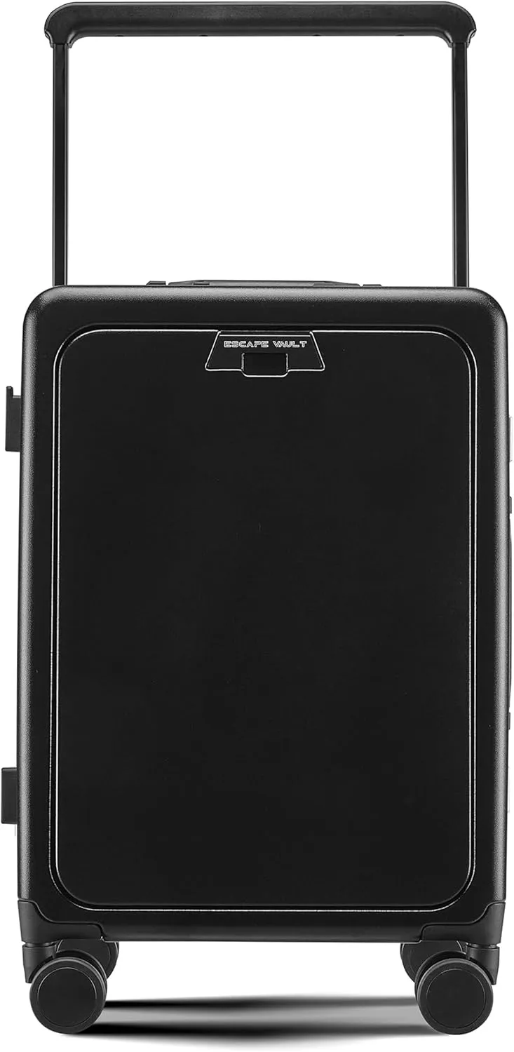 Carry-On Luggage  20-Inch Hard shell Suitcase with 360 Spinner Wheels, TSA Lock, Impact-Resistant Shell, Front Laptop Compartment, Telescoping Handle  Black