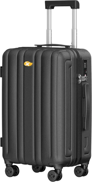 Carry On Luggage 22x14x9 Airline Approved, Hard Suitcases with Spinner Wheels, Polycarbonate Lightweight Luggage, Durable & Stylish, Built-in TSA Lock, Black