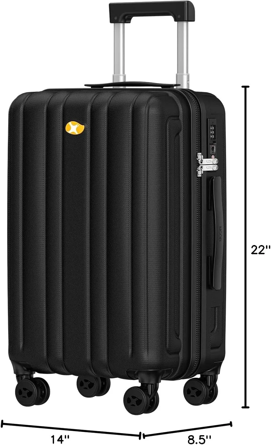 Carry On Luggage 22x14x9 Airline Approved, Hard Suitcases with Spinner Wheels, Polycarbonate Lightweight Luggage, Durable & Stylish, Built-in TSA Lock, Black