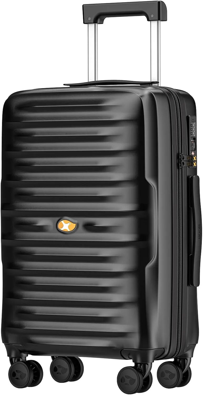 Carry On Luggage 22x14x9 Airline Approved, PC Hard Suitcases with Spinner Wheels, Lightweight Luggage, TSA Approved, 20 Inch Carry-On, Black
