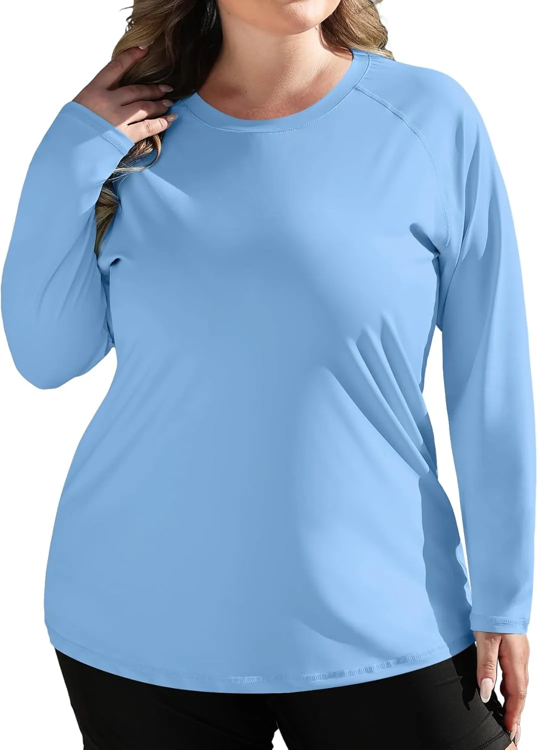 COOTRY Women's Plus Size UPF 50  Sun Shirts Long Sleeve Workout Hiking Tops UV Protection Rash Guard Quick Dry Swim Shirt