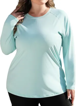COOTRY Women's Plus Size UPF 50  Sun Shirts Long Sleeve Workout Hiking Tops UV Protection Rash Guard Quick Dry Swim Shirt