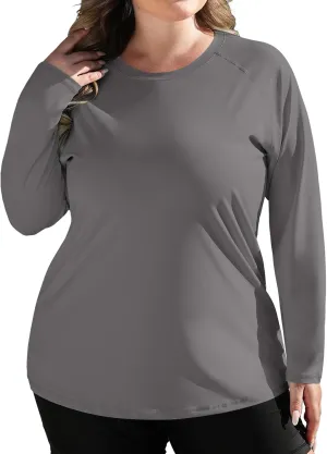 COOTRY Women's Plus Size UPF 50  Sun Shirts Long Sleeve Workout Hiking Tops UV Protection Rash Guard Quick Dry Swim Shirt