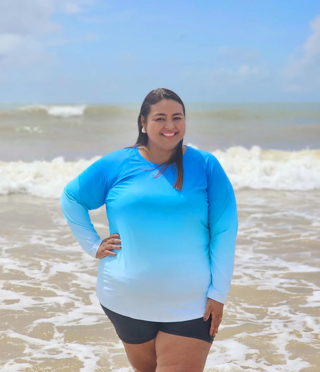 COOTRY Women's Plus Size UPF 50  Sun Shirts Long Sleeve Workout Hiking Tops UV Protection Rash Guard Quick Dry Swim Shirt